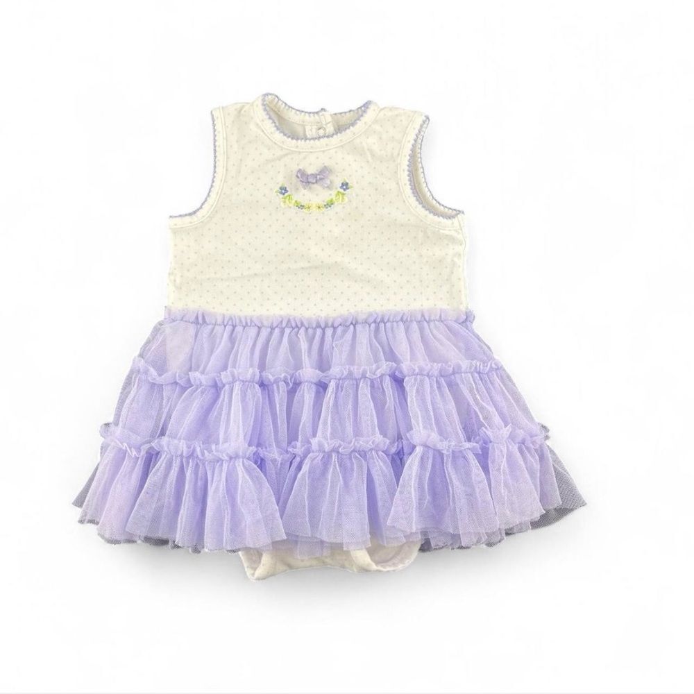 Little Me Lavender and white Diaper Dress size 6 months